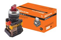 Переключатель АNСLR-22-3 на 3 фикс.полож.красный неон/230В I-O 1з+1р  TDM