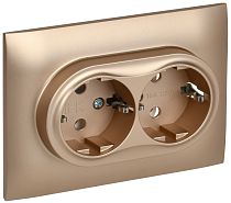 SKANDY Розетка 2-местная с заземлением без защитных шторок 16А в сборе SK-R08Sa песочный IEK