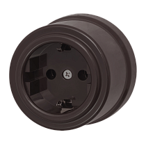 Розетка 1-местная, 220B, Schuco, евростандарт, пластик, коричневый JANTERA