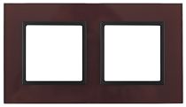 Рамка для выключателей и розеток двойная ЭРА Elegance 14-5102-25 стекло бордовый