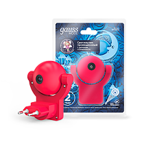 Светильник Gauss розеточный с фиксированной проекцией и датчиком освещённости, 0,5Вт, розовый