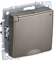 BRITE Розетка 1-местная с заземлением с защитными шторками и крышкой 16А IP44 РСбш10-3-44-БрШ шампань  IEK