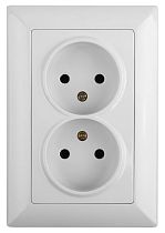 Розетка ЭРА Intro Solo 4-204-01 без заземления двойная 2х2P, 16А-250В, IP20, скрытой установки, белый
