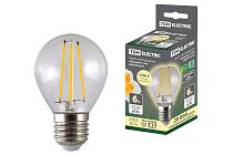 Лампа светодиодная "Филамент" G45-6 Вт-230 В-2700 К–E27  TDM