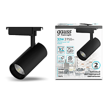 Светильник трековый Gauss цилиндр 32W 2750lm 4000K 180-240V IP20 75*220мм черный угол 24º LED 1/40