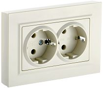 BRITE Розетка 2-местная с заземлением без защитных шторок 16А в сборе РС12-3-БрКр бежевый  IEK