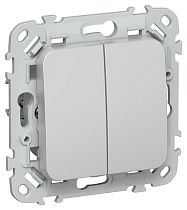 FLITE Выключатель 2-клавишный 10А ВС12-1-0-ФлА алюминий IEK