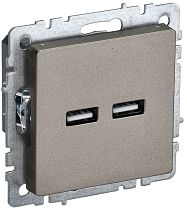 Розетка BRITE USB A+A 5В 3,1А РЮ10-1-БрШ шампань  IEK