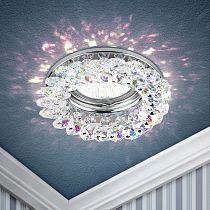 Светильник встраиваемый ЭРА DK16 CH/PR "круг с хрусталиками" MR16,12V/220V,50W хром/перламутровый