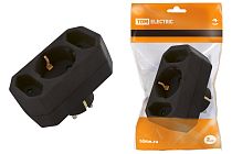 Блок на 3 гнезда: 1x2П+3 16 А + 2х2П 2,5 А под плоскую вилку 250 B черный  TDM