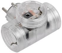 STANDARD Тройник Т-01/03 3 места с заземлением 16А прозрачный IEK