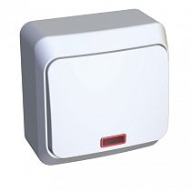 ЭТЮД открытая установка Белый Переключатель 1 клавишный  с подсветкой Systeme Electric (Schneider Electric)