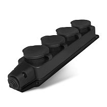 Колодка четырехместная однофазная с заглушками с заземлением каучук 16А 250В IP44 UNIVERSAL