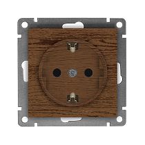 Розетка одноместная UNIVERSAL серия "Афина" с заземлением, скрытой установки, 16А, 220В, венге (еврослот)