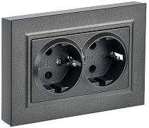 BRITE Розетка 2-местная с заземлением без защитных шторок 16А в сборе РС12-3-БрТБ темная бронза  IEK