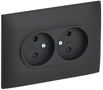 SKANDY Розетка 2-местная без заземления с защитными шторками 10А в сборе SK-R09G графит IEK