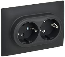 SKANDY Розетка 2-местная с заземлением без защитных шторок 16А в сборе SK-R08G графит IEK