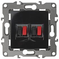 Розетка ЭРА 12 12-3112-06 чёрный аудио двойная стерео