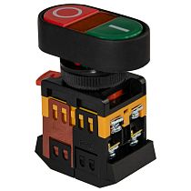 Кнопка APBB-22N d22мм "I-0" с подсветкой овальная неон 230В 1НО+1НЗ  ЭНЕРГИЯ