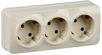 Розетка трехместная для открытой установки РС23-3-ХК с заземлением 16А GLORY кремовый  IEK Розетка трехместная для открытой установки РС23-3-ХК с заземлением 16А GLORY кремовый  IEK