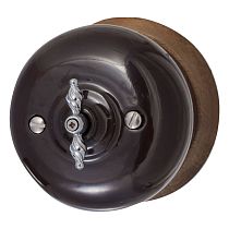 Выключатель двухклавишный,серия "ФАБЕРЖЕ", ,керамика, цвет коричневый Bironi