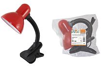 Светильник настольный прищепка 40Вт, E27, красный, (мягкая упак.) Народный TDM