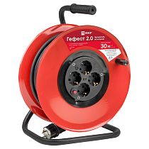 Удлинитель на катушке "Гефест 2.0" 4 гнезда 30м с заземлением и предохранителем КГ 3*1,5 16А/3,5кВт PROxima