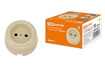 Розетка фарфоровая 2П 10А 250В сл. кость «Болонь»  TDM Розетка фарфоровая 2П 10А 250В сл. кость «Болонь»  TDM