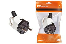 Вилка угловая с ушком с/з белая 16А 250В  TDM