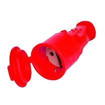 Штепсельный разъем с заглушкой однофазный (каучук) красный