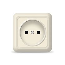 Розетка одноместная серия "Олимп" с/з, о/у, 16А, 220В, "слоновая кость" (ivory) (еврослот) UNIVERSAL
