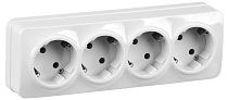 Розетка четырехместная для открытой установки РС24-3-ХБ с заземлением 16А GLORY белый  IEK