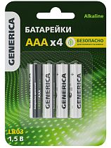 Батарейка щелочная Alkaline LR03/AAA (4шт/блистер) GENERICA IEK