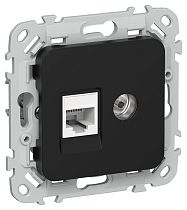 FLITE Розетка 2-местная RJ45/TV категория 5Е UTP РКТВ5е-2-0-ФлЧ черный IEK