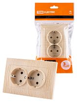Розетка двойная 2П+З 16А 250В сосна "Лама"  TDM