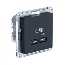 AtlasDesign Карбон Розетка USB тип-C, 65W, Fast Charge (QC.PD) Systeme Electric (Schneider Electric)