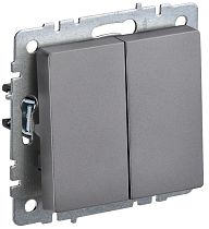 BRITE Выключатель 2-клавишный проходной 10А ВС10-2-6-БрС сталь IEK BRITE Выключатель 2-клавишный проходной 10А ВС10-2-6-БрС сталь IEK