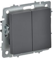BRITE Выключатель 2-клавишный перекрестный 10А ВС10-2-3-БрГ графит IEK