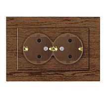 Розетка двухместная UNIVERSAL серия "Афина" с заземлением, скрытой установки, 16А, 220В, венге (еврослот)