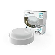 Светильник светодиодный ЖКХ Gauss Elementary круг 8Вт 680lm 4000K 160-260V IP65 d140х48мм белый с микроволновым датчиком