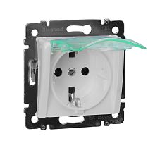 VALENA Розетка 1-местная с заземлением с защитными шторками и крышкой 16А IP44 белый