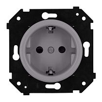 Розетка с заземляющим контактом (скрытый монтаж), Титан матовый Bironi