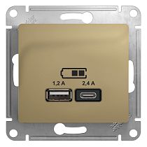 Glossa Титан USB Розетка A+С, 5В/2,4А, 2х5В/1,2 А Systeme Electric (Schneider Electric)