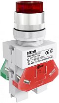 Выключатель кнопочный ABLFP ?22 мм LED КРАСНЫЙ 24В AC/DC ВK-22  DEKraft