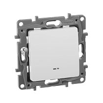 ETIKA Выключатель 1-клавишный с подсветкой/индикацией 10А безвинтовое крепление белый