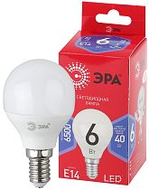 Лампа светодиодная ЭРА RED LINE LED P45-6W-865-E14 R шар холодный дневной свет