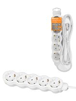 Удлинитель бытовой "Люкс" 5 гнезд, 5 м, с/з, с з/ш, ПВС 3х1,5 мм2, 16 А, 250 В, 3700 Вт TDM У1-63173