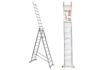 Лестница алюминиевая, ЛА3х12, 3х секционная х 12 ступеней, h=7870 мм, Народная TDM