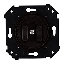 Выключатель двухклавишный (скрытый монтаж), пластик, цвет Коричневый матовый (клавишный) Bironi