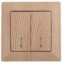 Выключатель ЭРА Intro Solo 4-105-11 IP20 10А 250В сосна двухклавишный с подсветкой